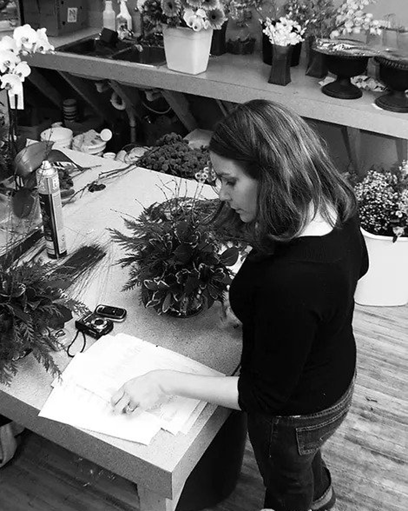 lady looking at papers