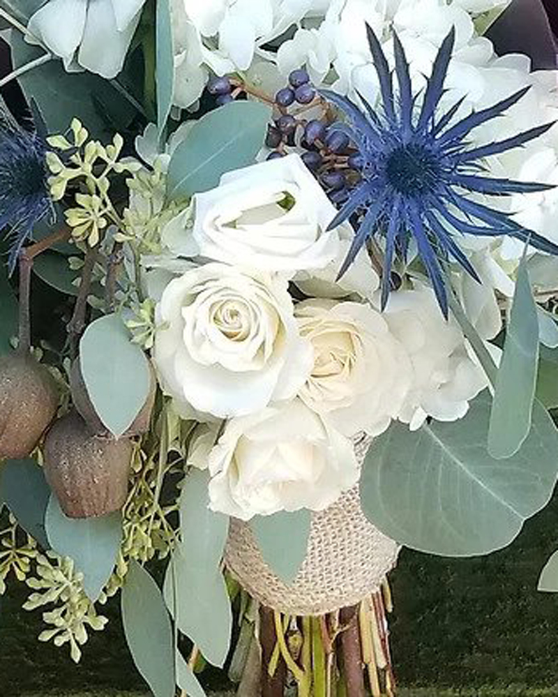 blue and green flowers