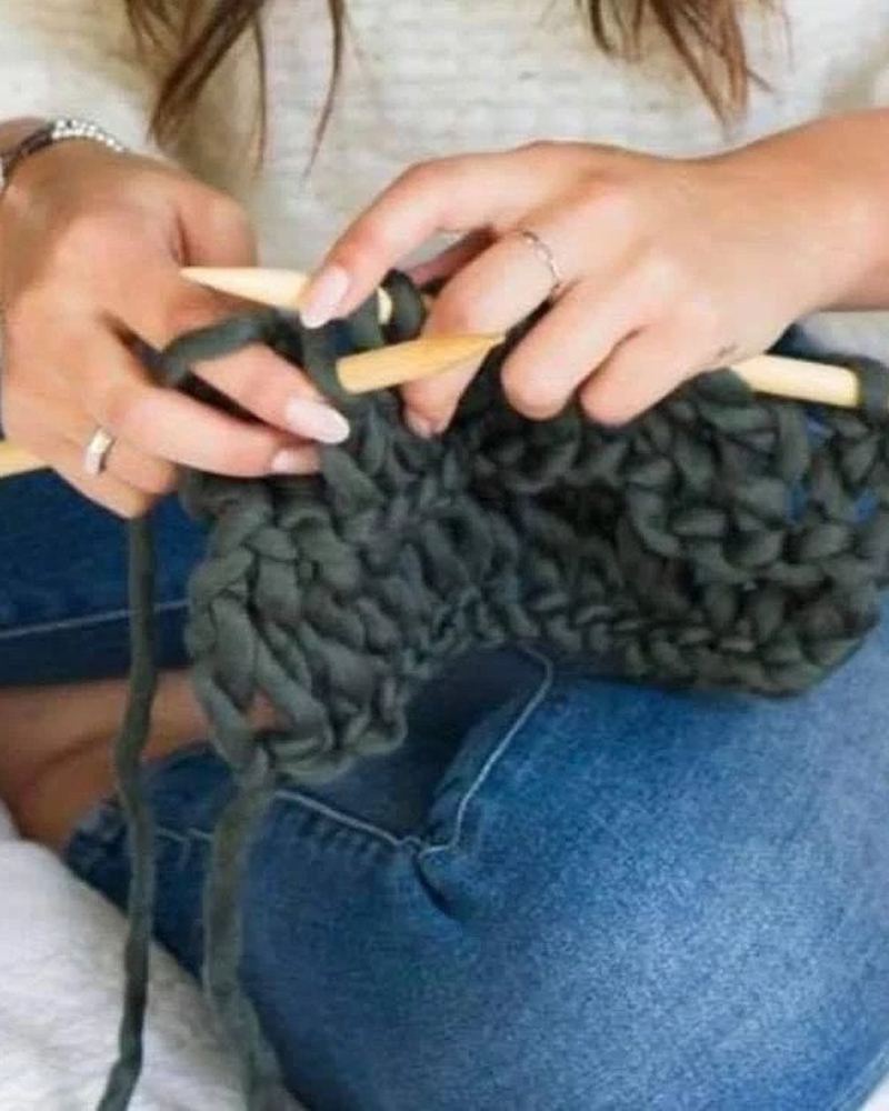someone knitting